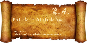 Mallár Almiréna névjegykártya